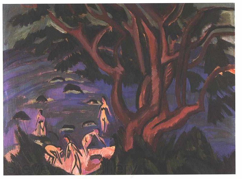 Ernst Ludwig Kirchner red tree on the beach Germany oil painting art